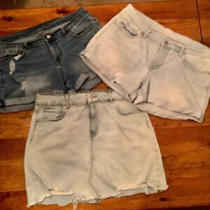 Distressed Jean Skirt and  Jean  Shorts Sz 12